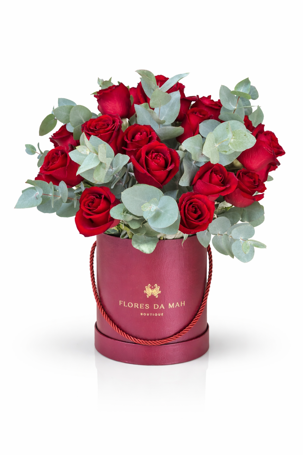 Buquê de rosas vermelhas em caixa